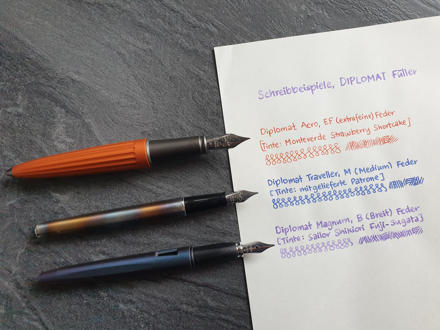 Diplomat Aero Luxus-Füllhalter, Schwarz-Orange