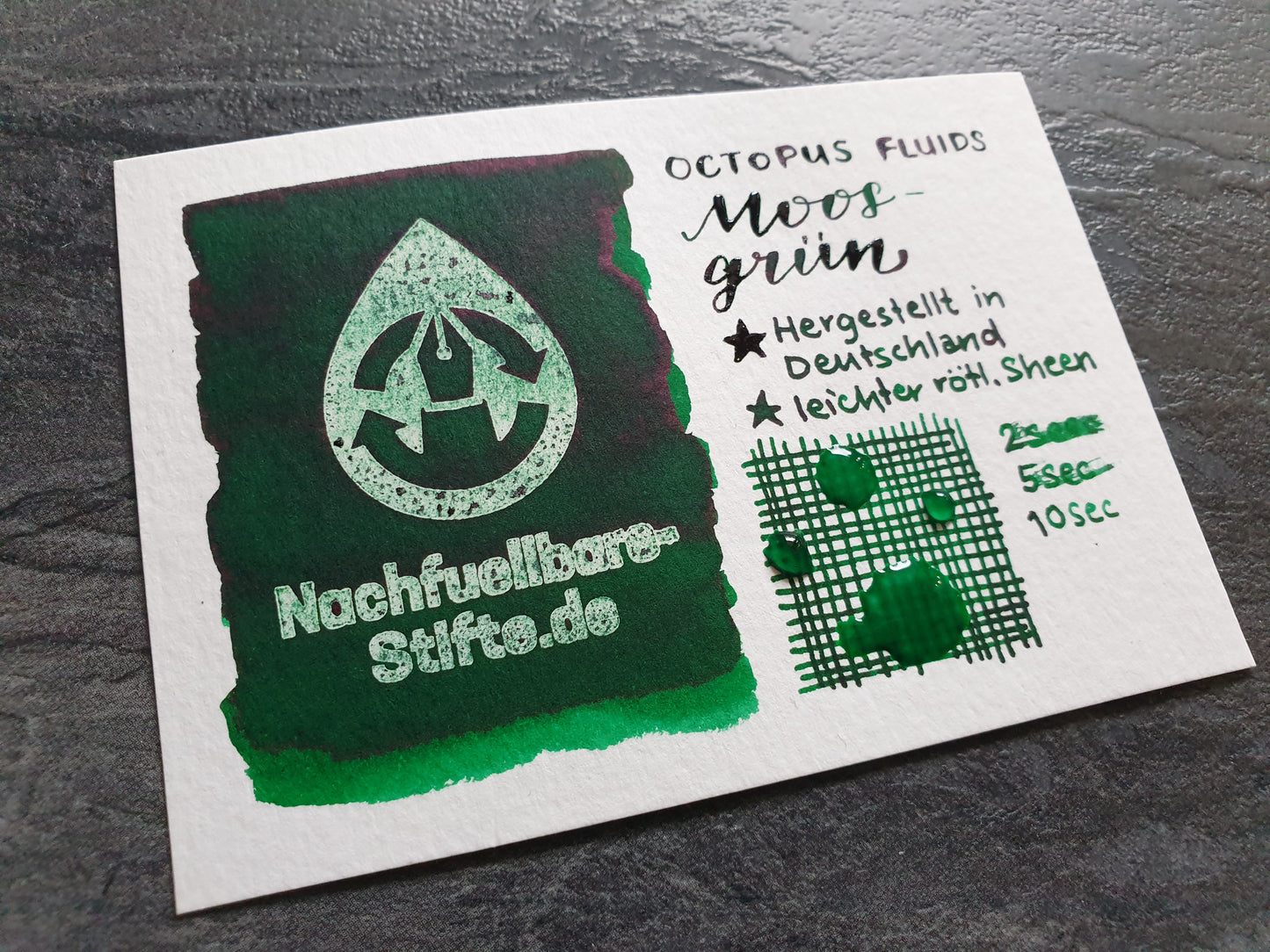 Octopus Fluids Feinste Schreibtinte "Moosgrün", Füllhaltertinte im 30ml Glas