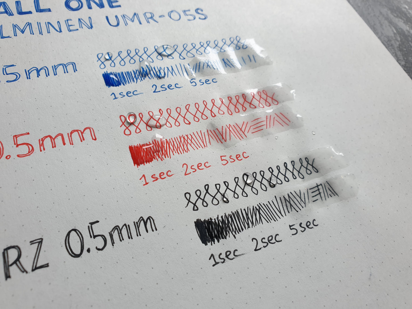 Uni-ball One Refills UMR-05S und UMR-38S: Gel-Kugelschreibermine mit 0.5mm oder 0.38mm Spitze