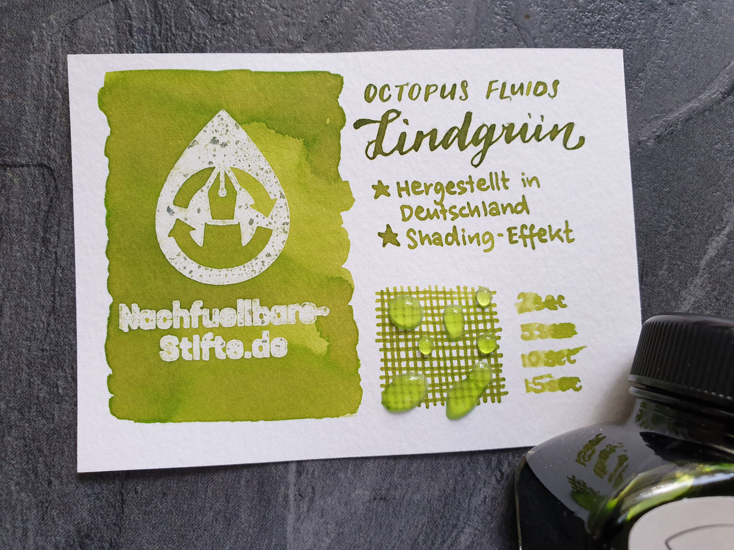 Octopus Fluids Feinste Schreibtinte "Lindgrün", Füllhaltertinte in 2 Größen