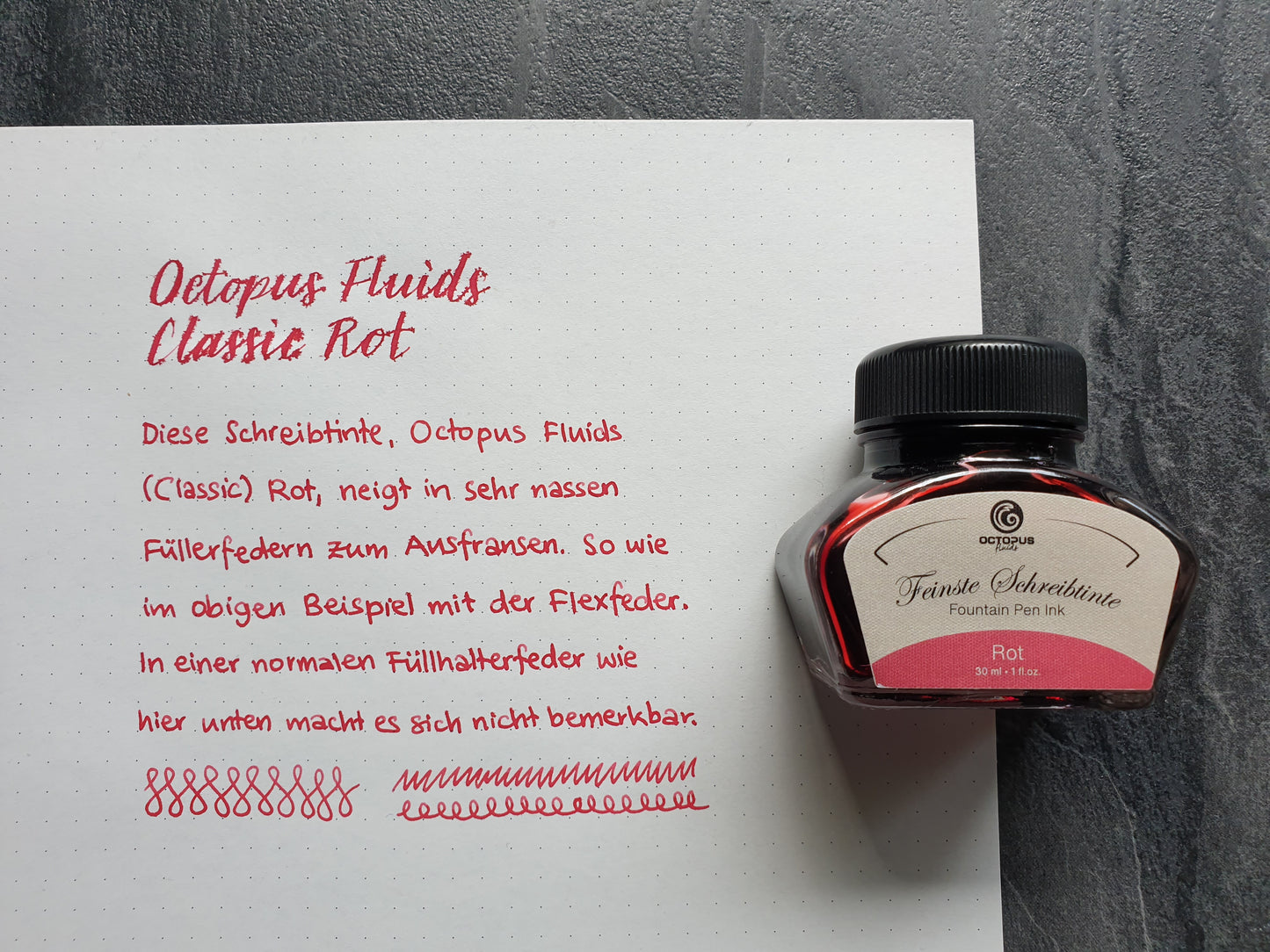Octopus Fluids Feinste Schreibtinte "Rot", Füllhaltertinte in 2 Größen