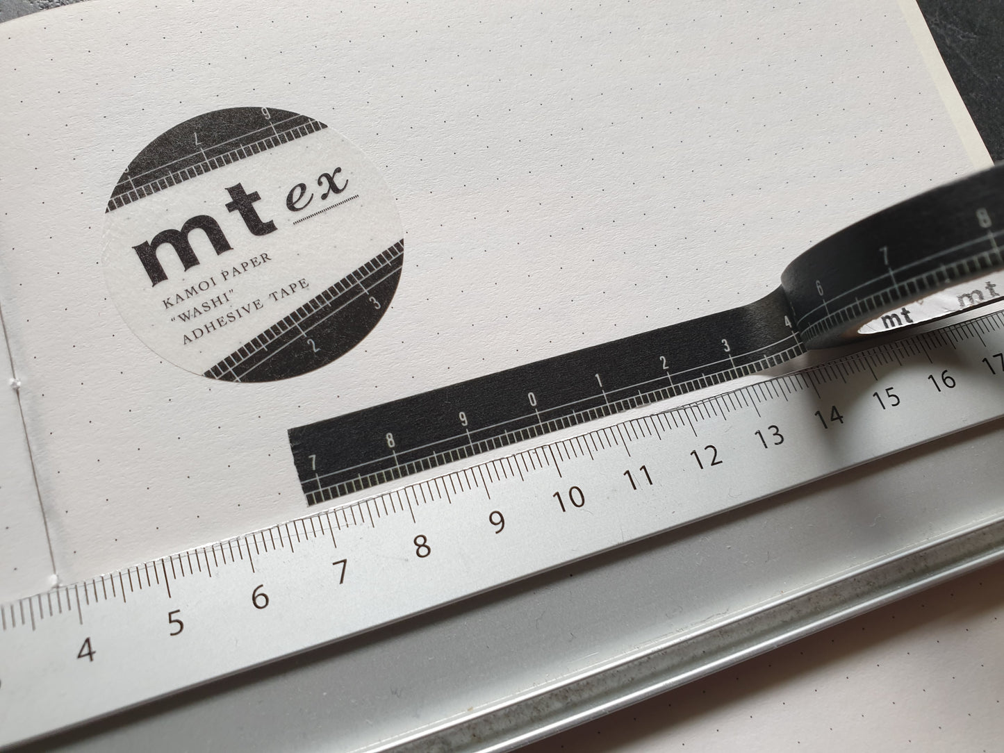mt ex Washi Tape, 10mm x 7m, schwarzes Maßband-Motiv
