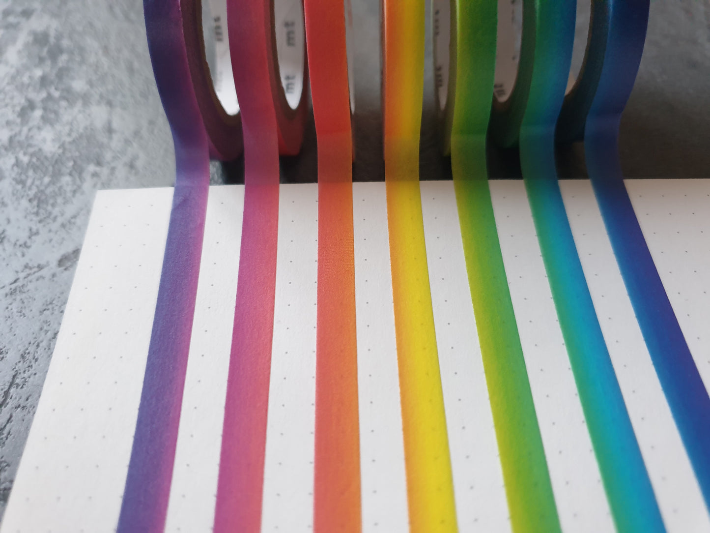 mt Washi Tape Set in Regenbogenfarben mit Farbverlauf, 6mm x 10m, 7 Rollen