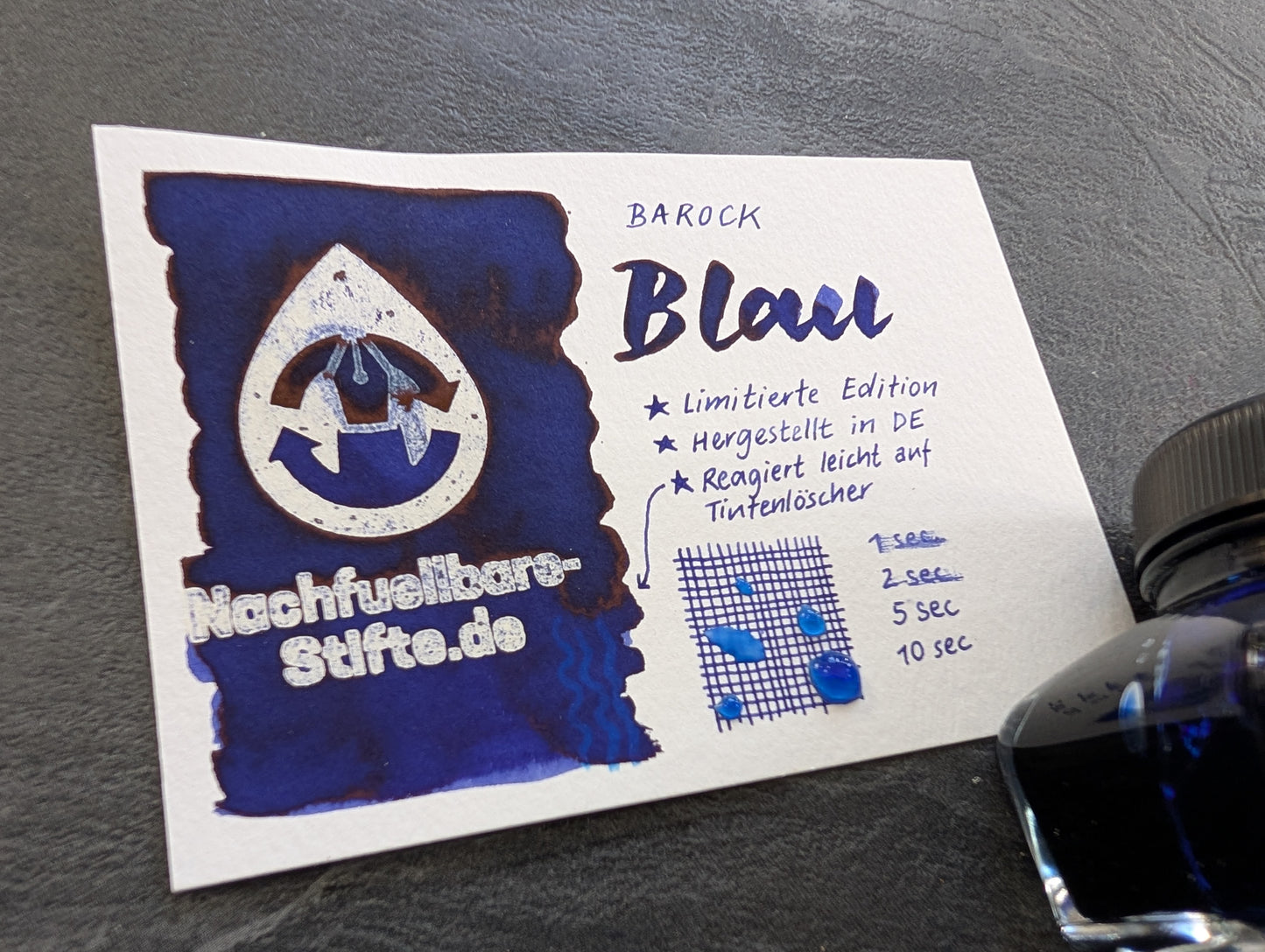 Limitierte Edition: Barock Füllhaltertinte "Blau", 30ml Glas