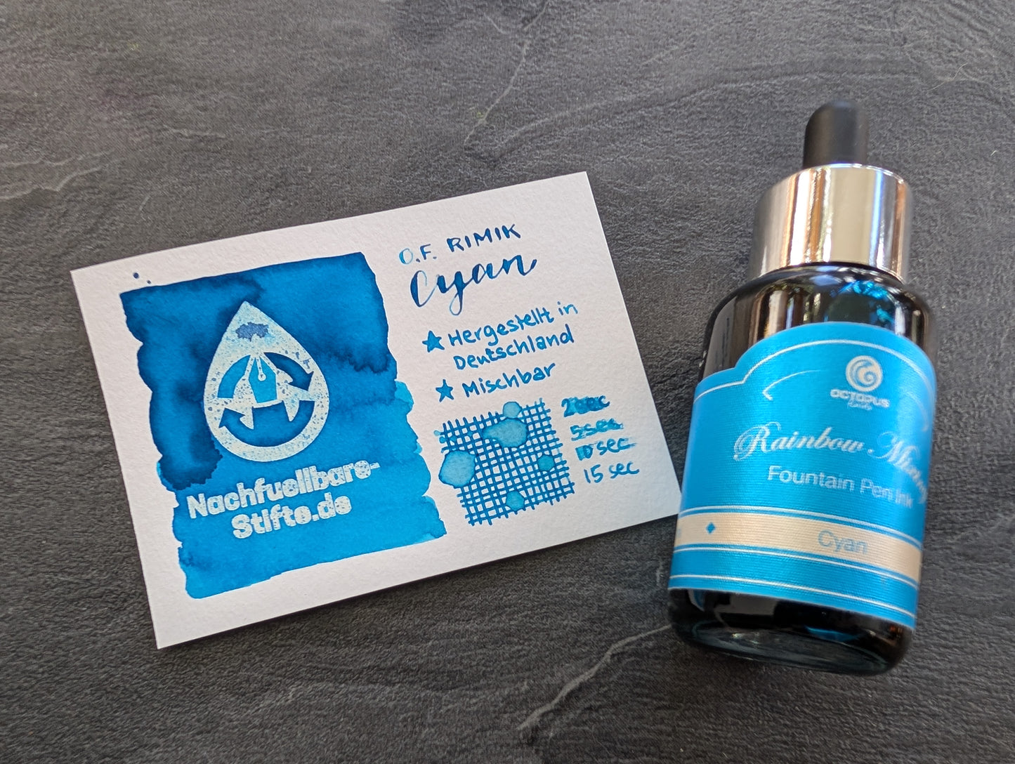 Mischbare Octopus Fluids RIMIK Einzelfarben: Cyan, Magenta, Yellow, Black; 50ml Glasflakons