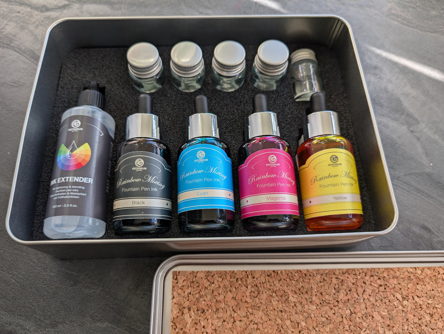 Octopus Fluids: RIMIK™ Füllhaltertinten Mischset, mischbare CMYK Füllhaltertinten