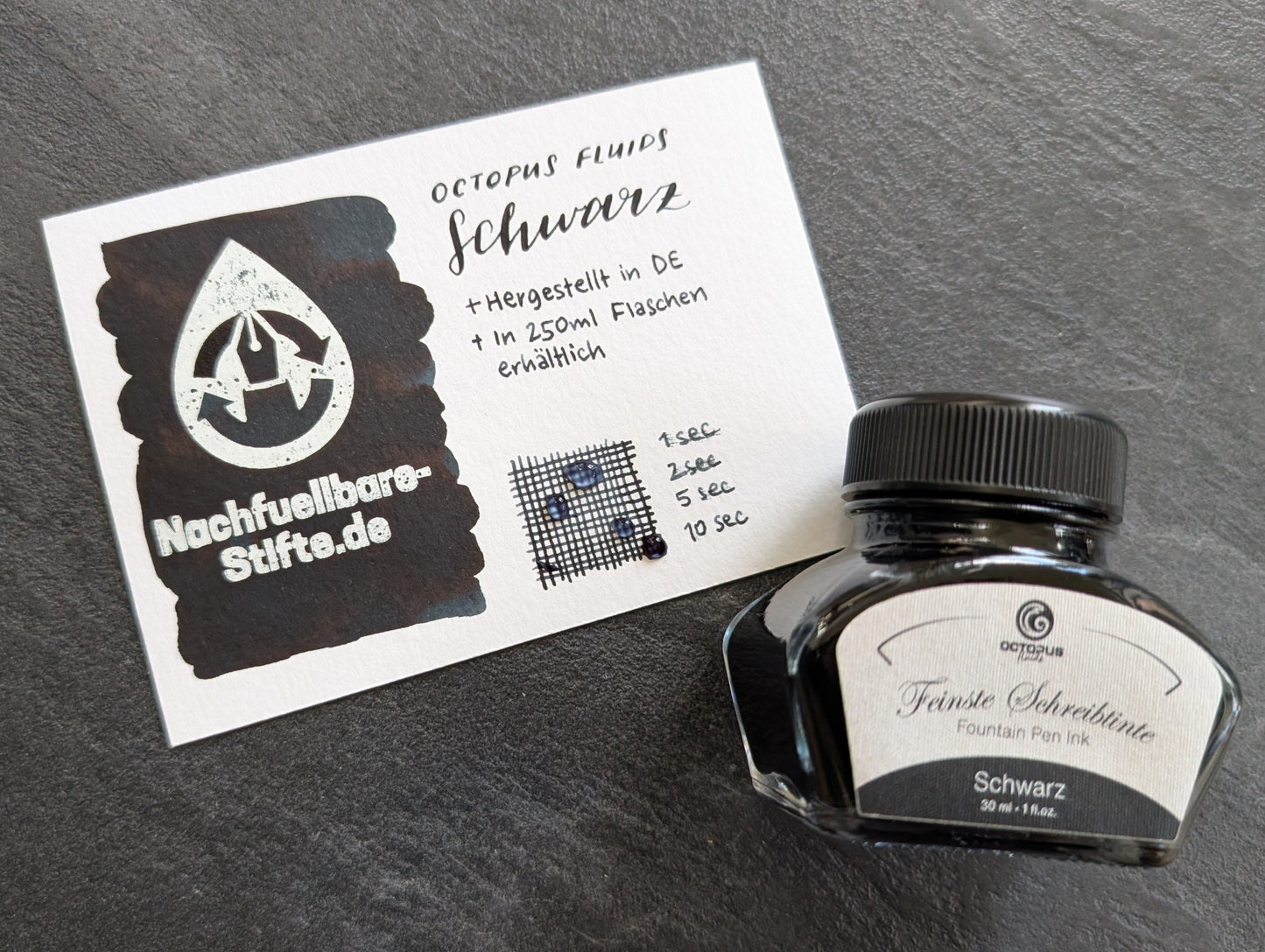 Octopus Fluids Feinste Schreibtinte "Schwarz", Füllhaltertinte in 2 Größen