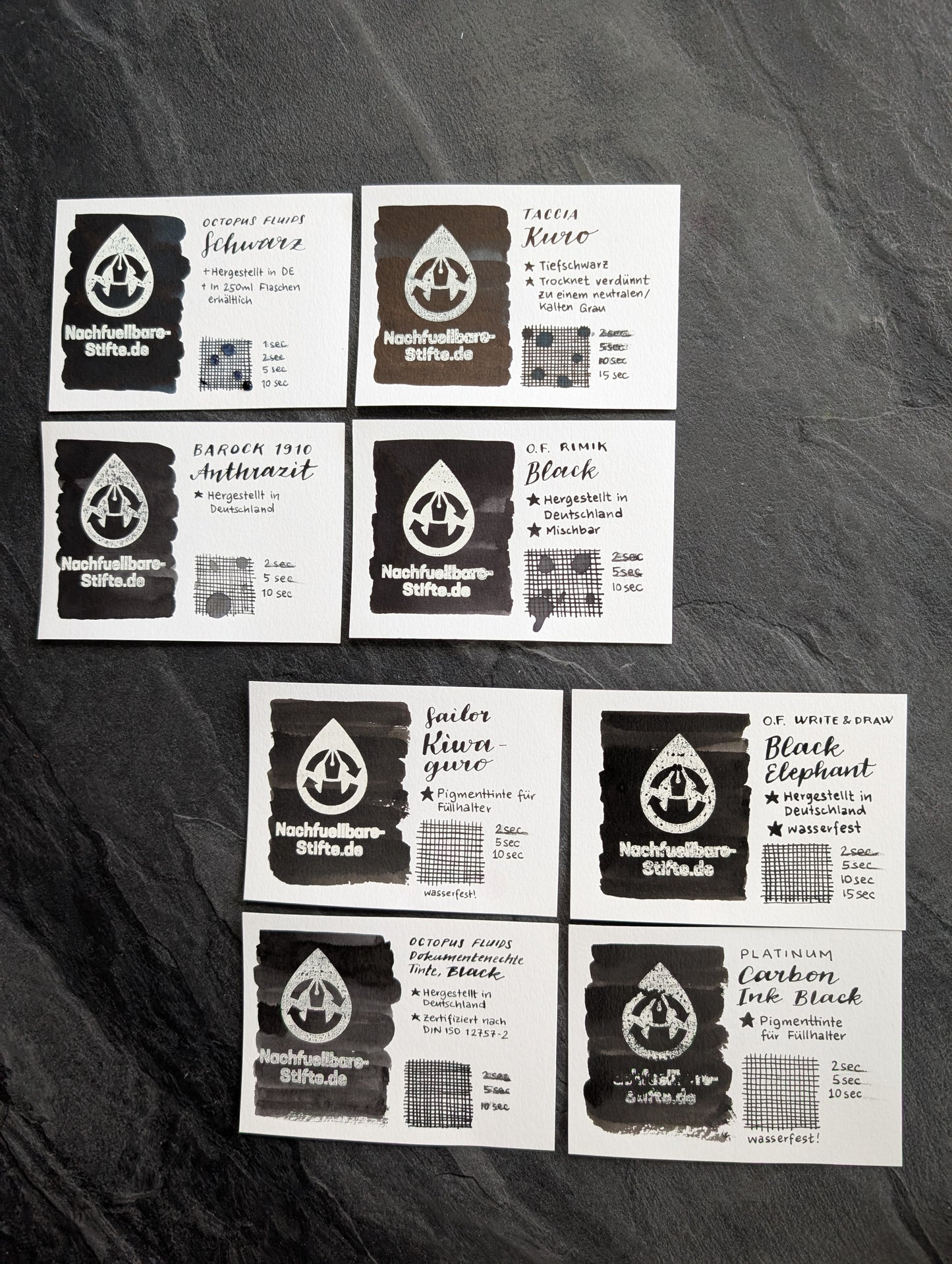 Octopus Fluids Feinste Schreibtinte "Schwarz", Füllhaltertinte in 2 Größen