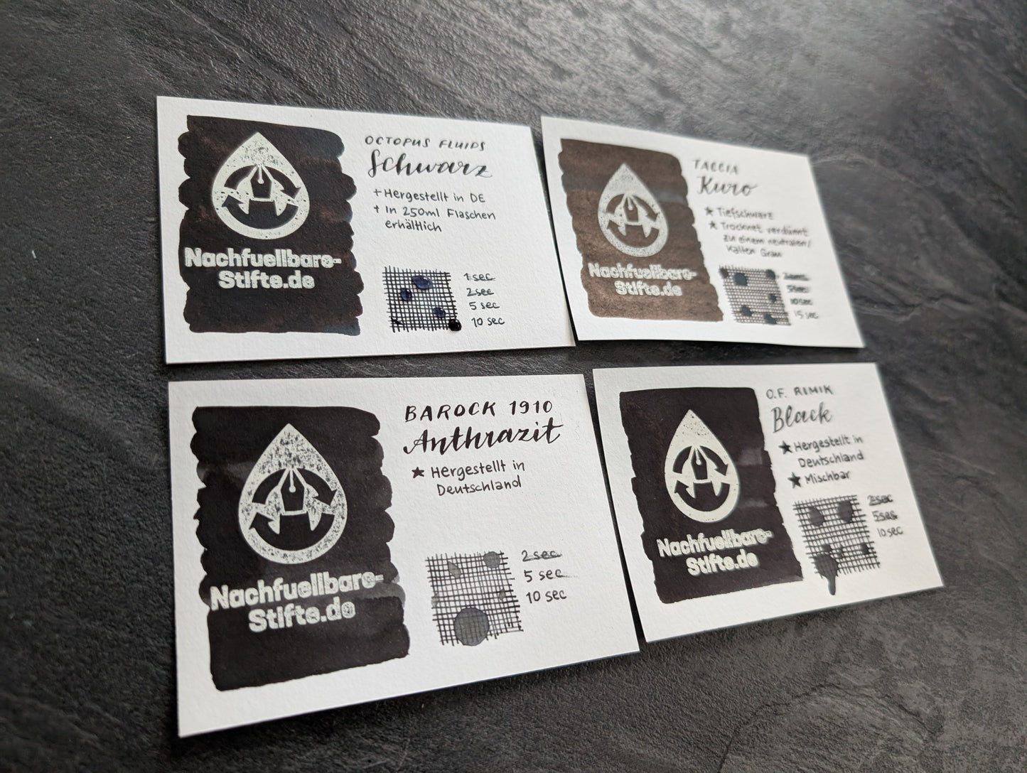 Octopus Fluids Feinste Schreibtinte "Schwarz", Füllhaltertinte in 2 Größen
