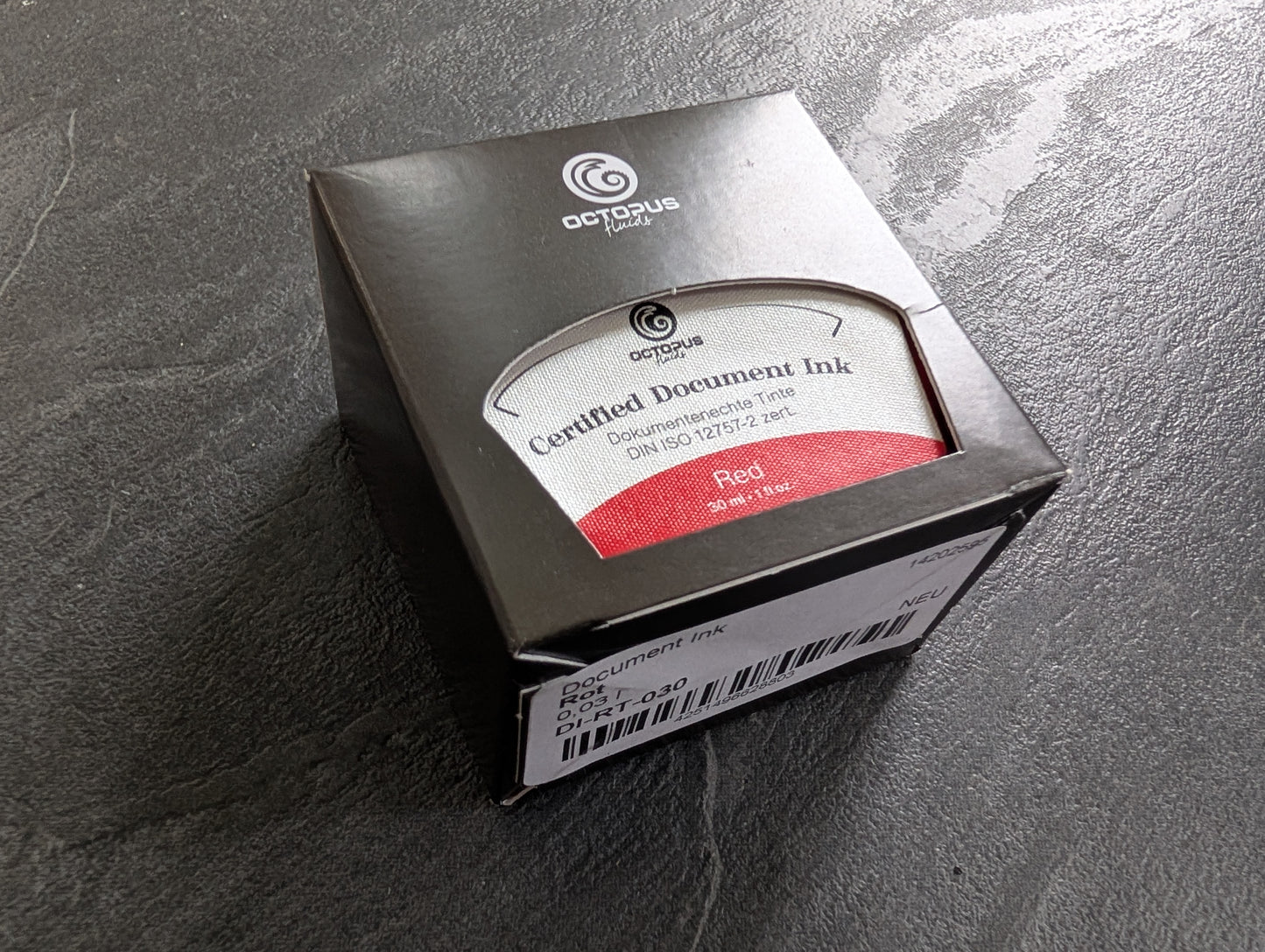Octopus Fluids Dokumentenechte Tinte "Red", zertifiziert nach DIN ISO 12757-2, 30ml Glas