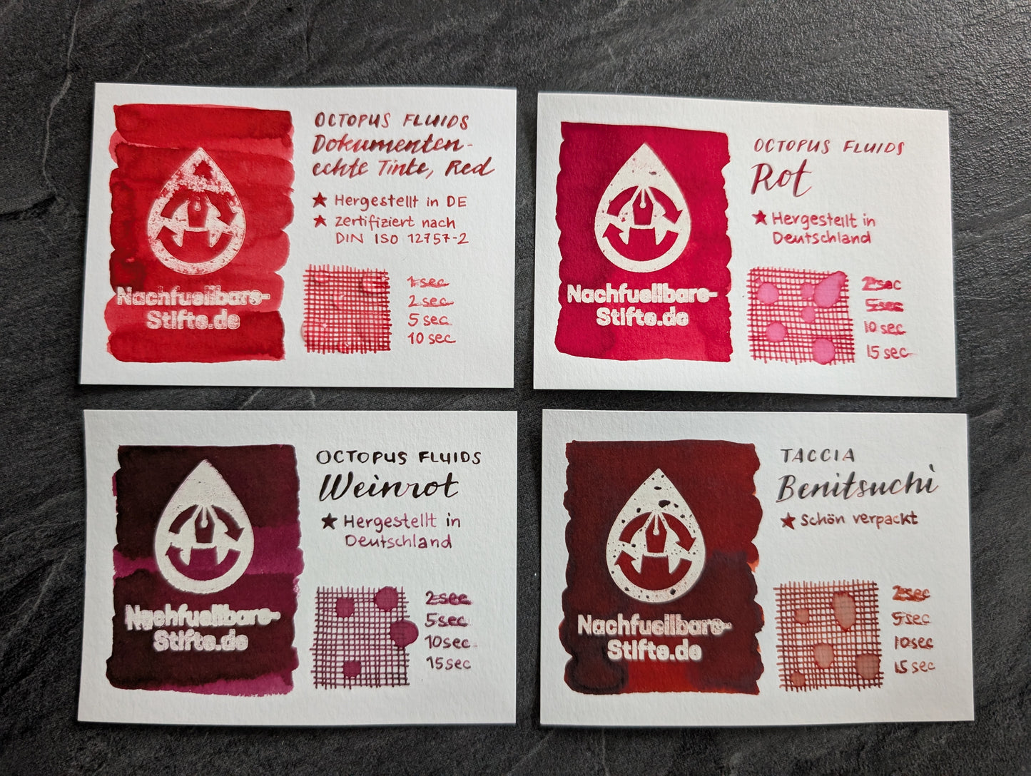 Octopus Fluids Dokumentenechte Tinte "Red", zertifiziert nach DIN ISO 12757-2, 30ml Glas