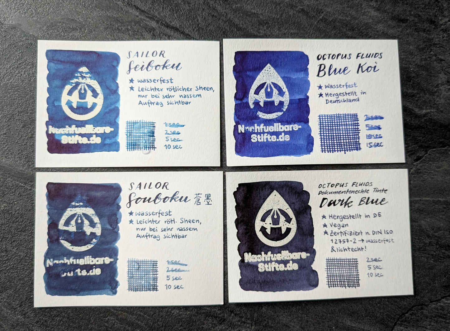 Sailor pigmentierte Füllhaltertinte: Souboku (dunkelblau), 50ml Glas, wasserfest