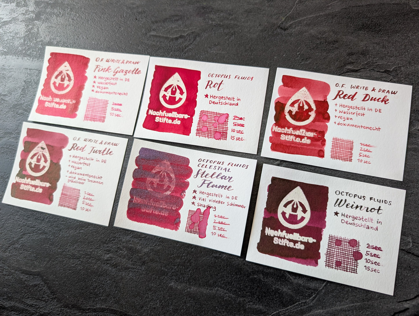 Octopus Fluids Celestial: Stellar Flame, 30ml Glas, rote Glitzertinte für Füllhalter