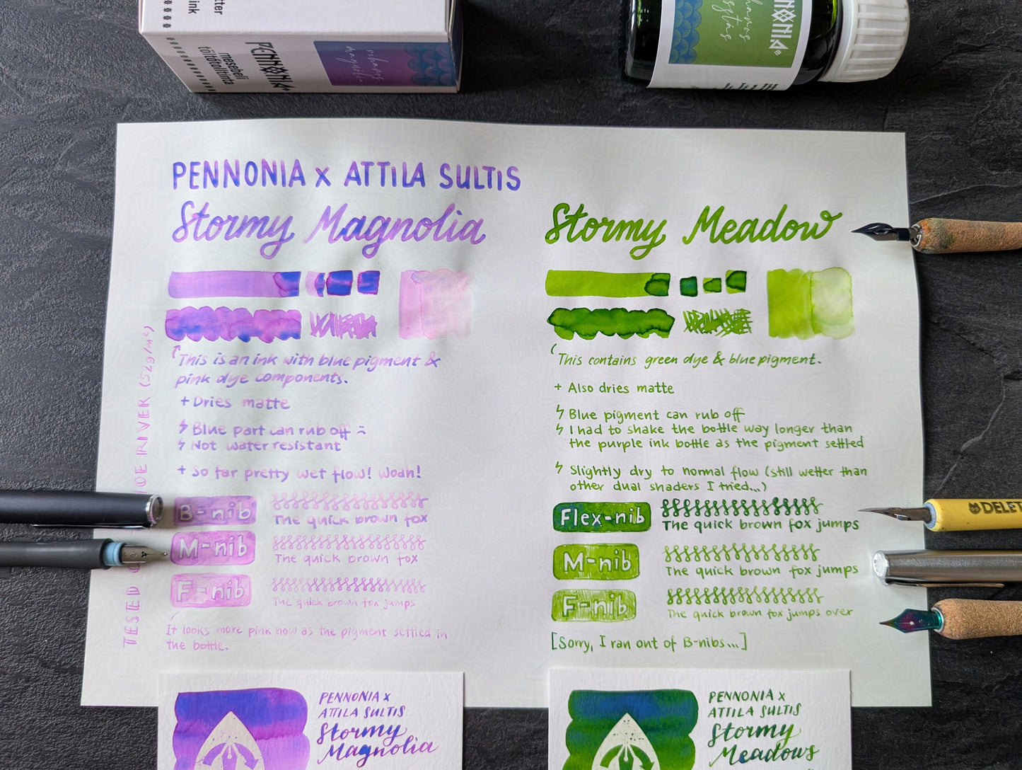 Pennonia x AttilaSultis Füllhaltertinte: Stormy Meadow/Viharos Tisztás; 60ml Glas