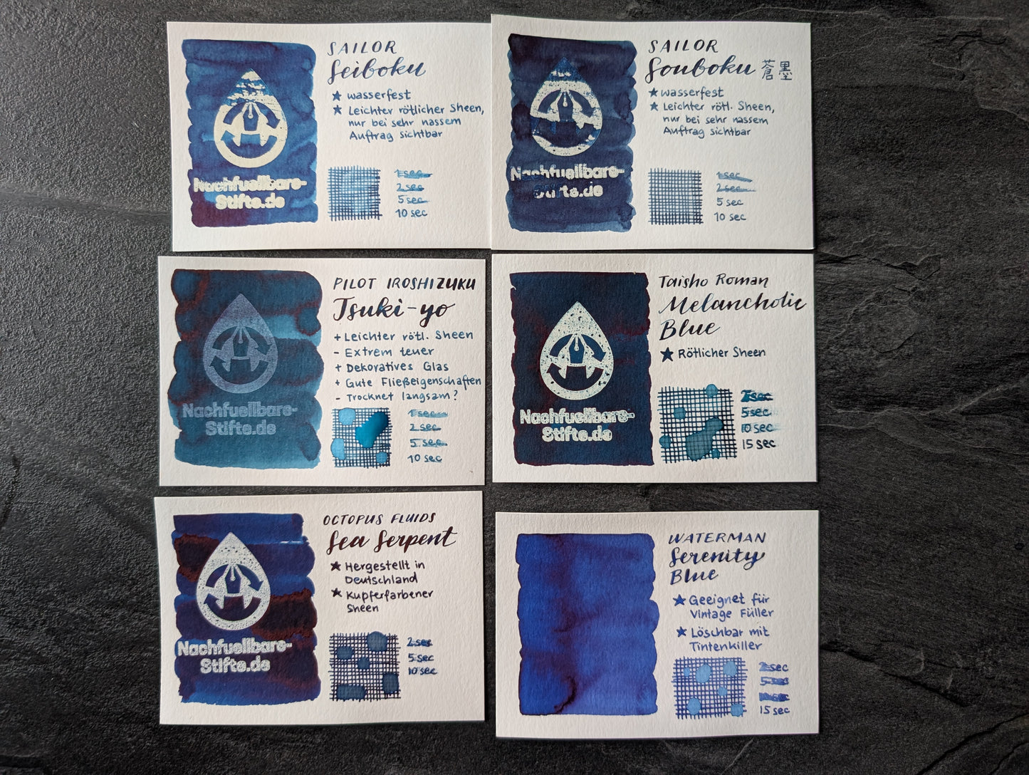 Pilot iroshizuku: Tsuki-yo ("Mondnacht", dunkelblau), Füllhaltertinte im Glasflacon