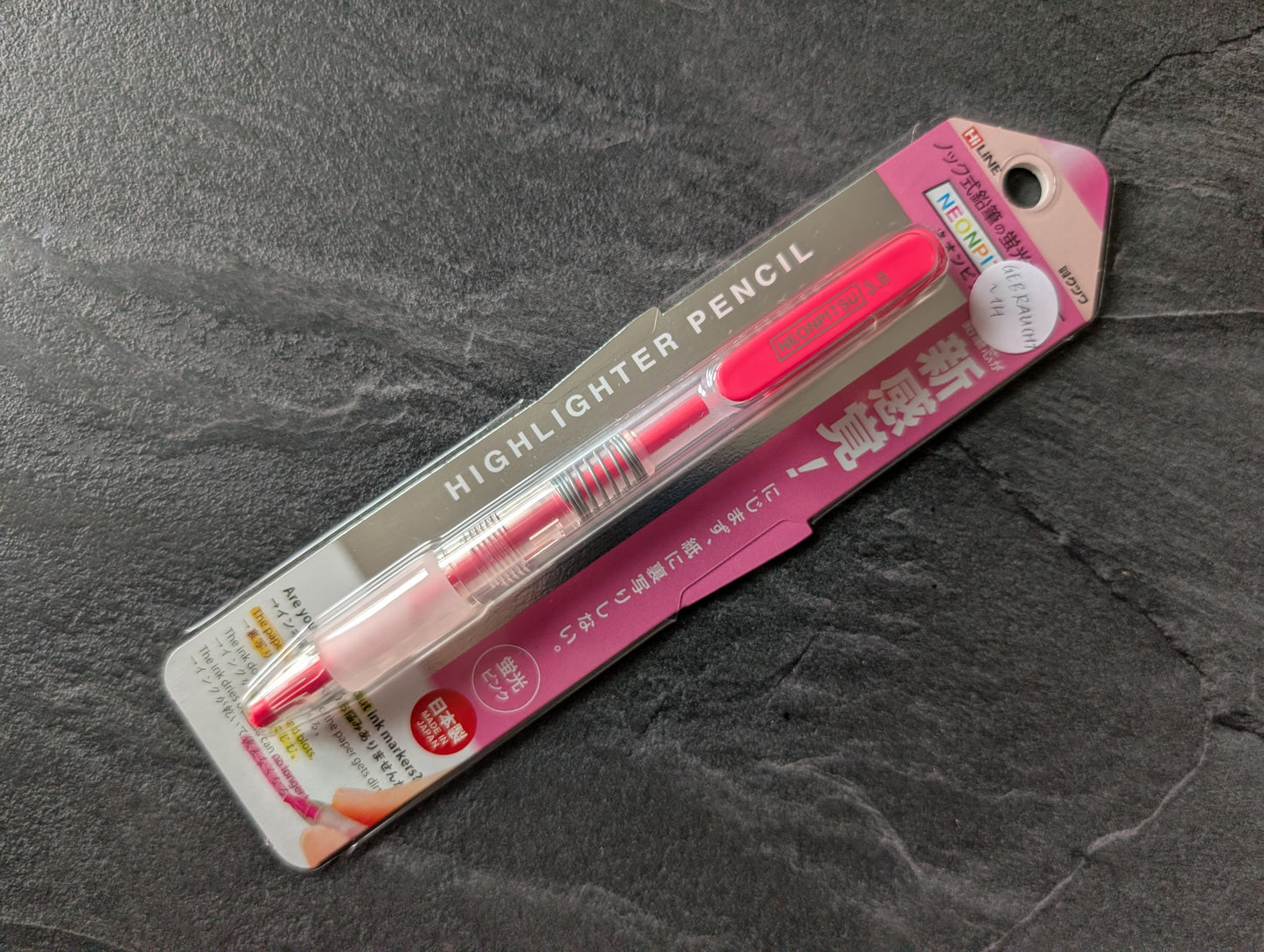 GEBRAUCHT: Kutsuwa Neonpitsu Highlighter Pencil, 3.8mm Minenhalter, trockener Textmarker in pink