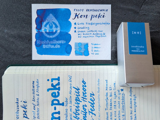 Pilot iroshizuku: Kon-peki ("Azurblau"), Füllhaltertinte im Glasflacon, 2 Größen