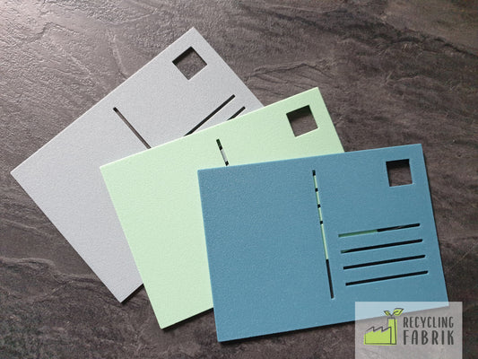 Recycled: Schablone für Postkarten, 3d gedruckt, DIN A6 (148 x 105 mm)