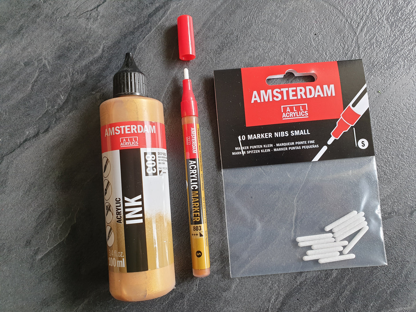 SET: Amsterdam Acrylmarker + 100ml Nachfülltinte + 10 Ersatzspitzen; Nachfüllbare Stifte