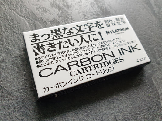Platinum Carbon Ink Black, wasserfeste schwarze Füllhaltertinte, 4 Patronen