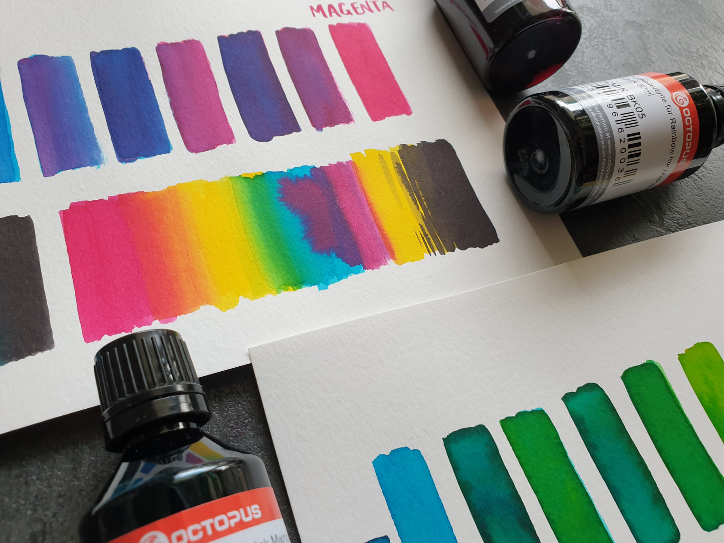 Octopus Fluids: RIMIK™ Rainbow Ink Mixing Kit mit Füllhaltertinte, CMYK Set