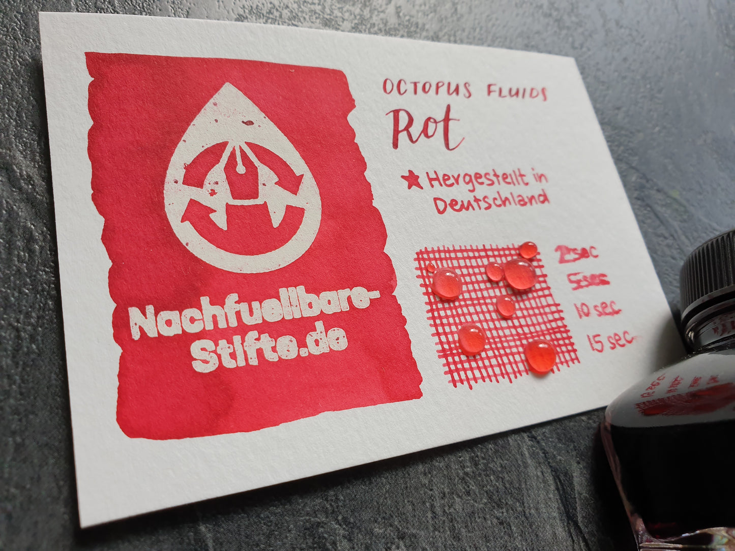 Octopus Fluids Feinste Schreibtinte "Rot", Füllhaltertinte in 2 Größen