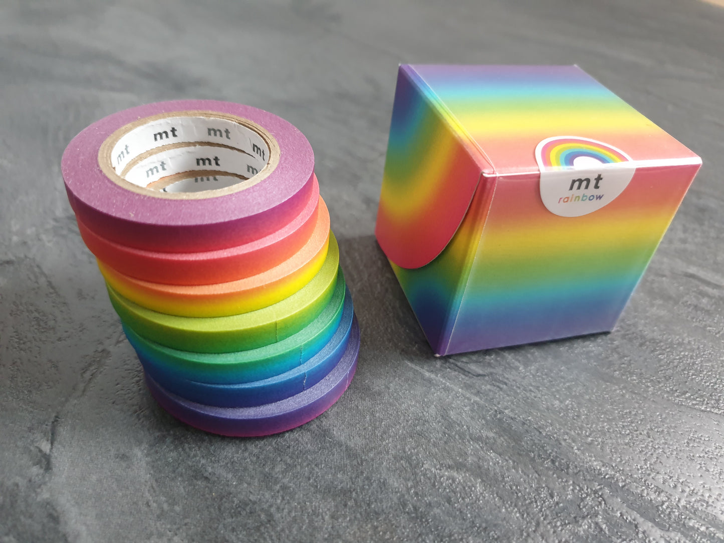 mt Washi Tape Set in Regenbogenfarben mit Farbverlauf, 6mm x 10m, 7 Rollen