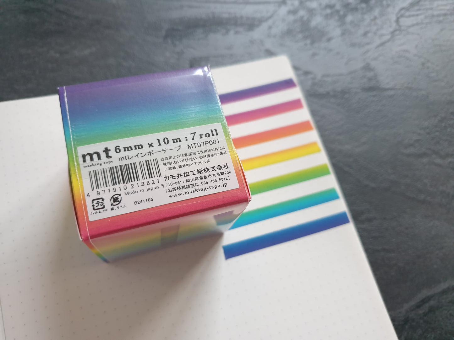 mt Washi Tape Set in Regenbogenfarben mit Farbverlauf, 6mm x 10m, 7 Rollen