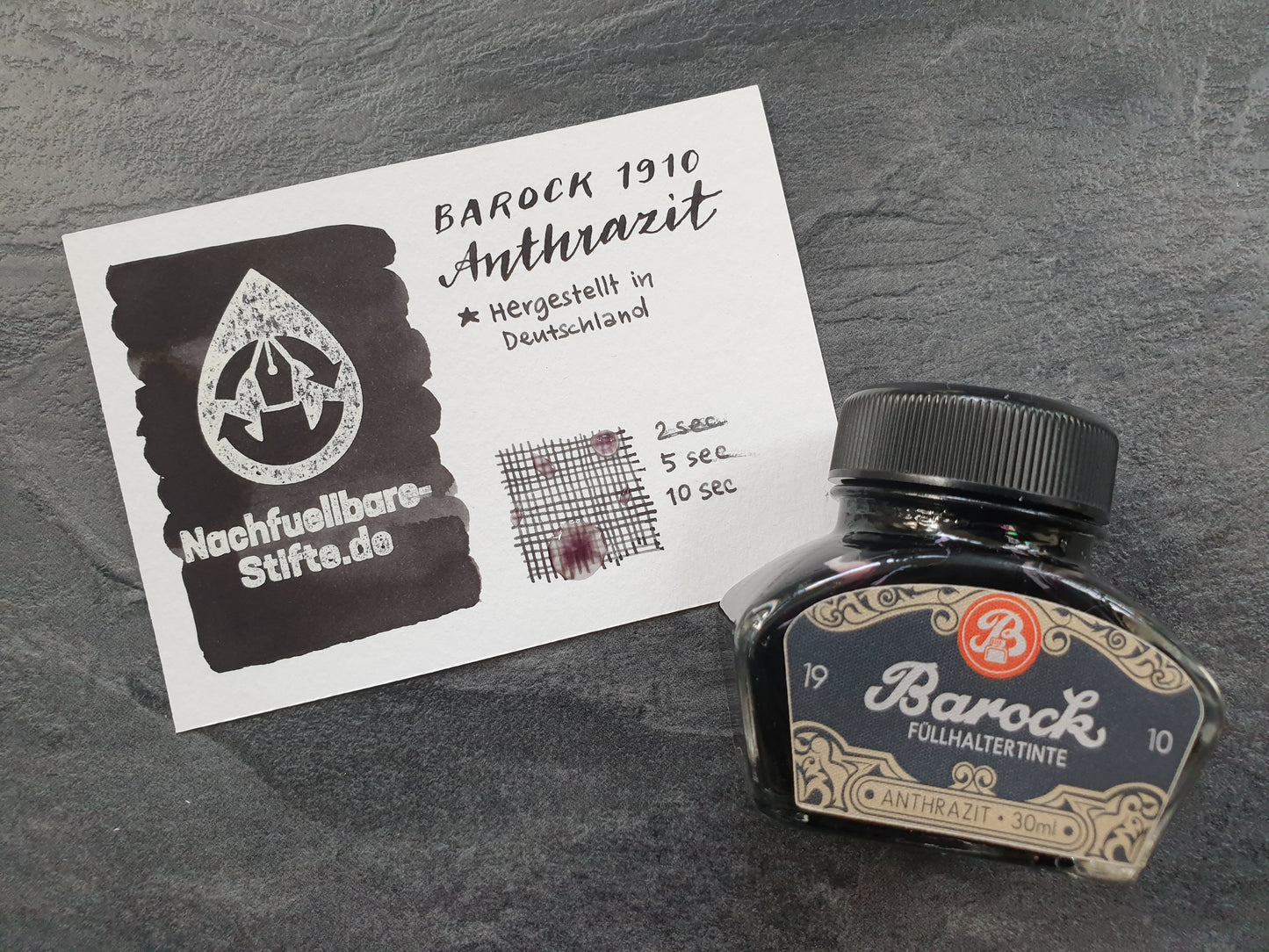 Barock 1910 Füllhaltertinte "Anthrazit", 30ml Glas