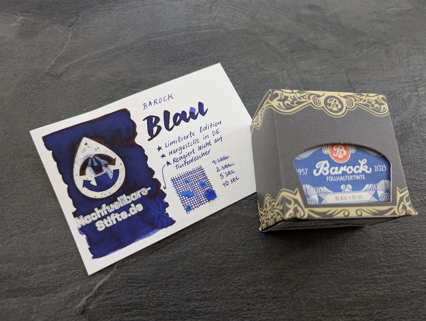 Limitierte Edition: Barock Füllhaltertinte "Blau", 30ml Glas