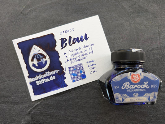 Limitierte Edition: Barock Füllhaltertinte "Blau", 30ml Glas