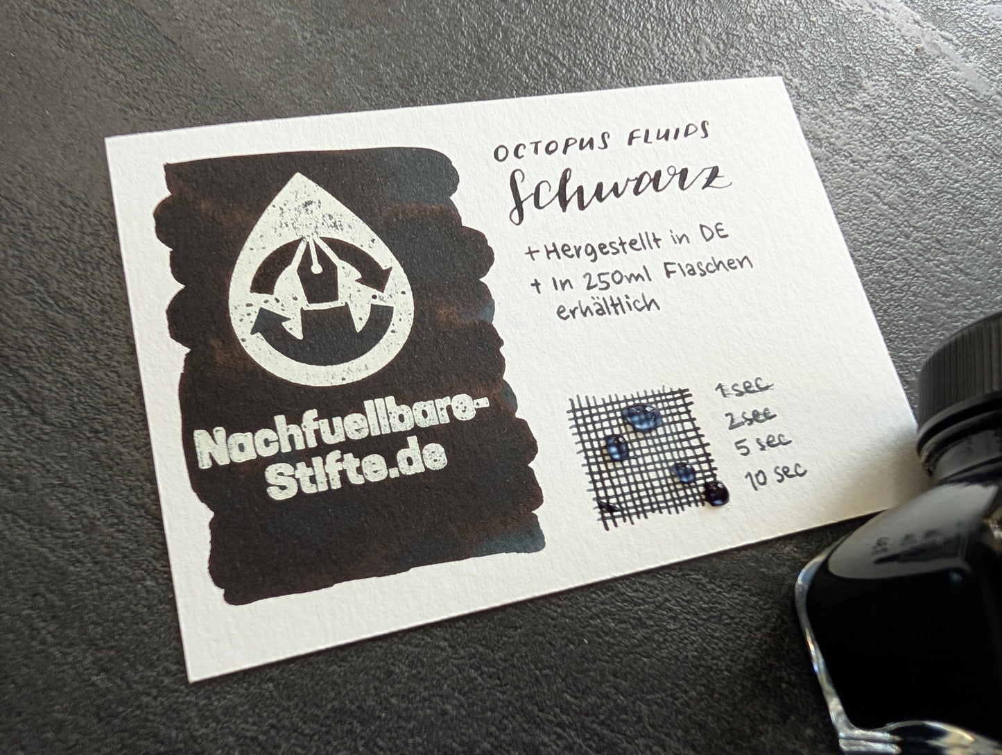 Octopus Fluids Feinste Schreibtinte "Schwarz", Füllhaltertinte in 2 Größen