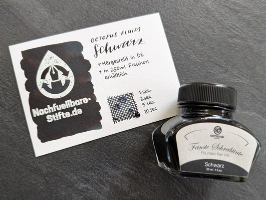 Octopus Fluids Feinste Schreibtinte "Schwarz", Füllhaltertinte in 2 Größen