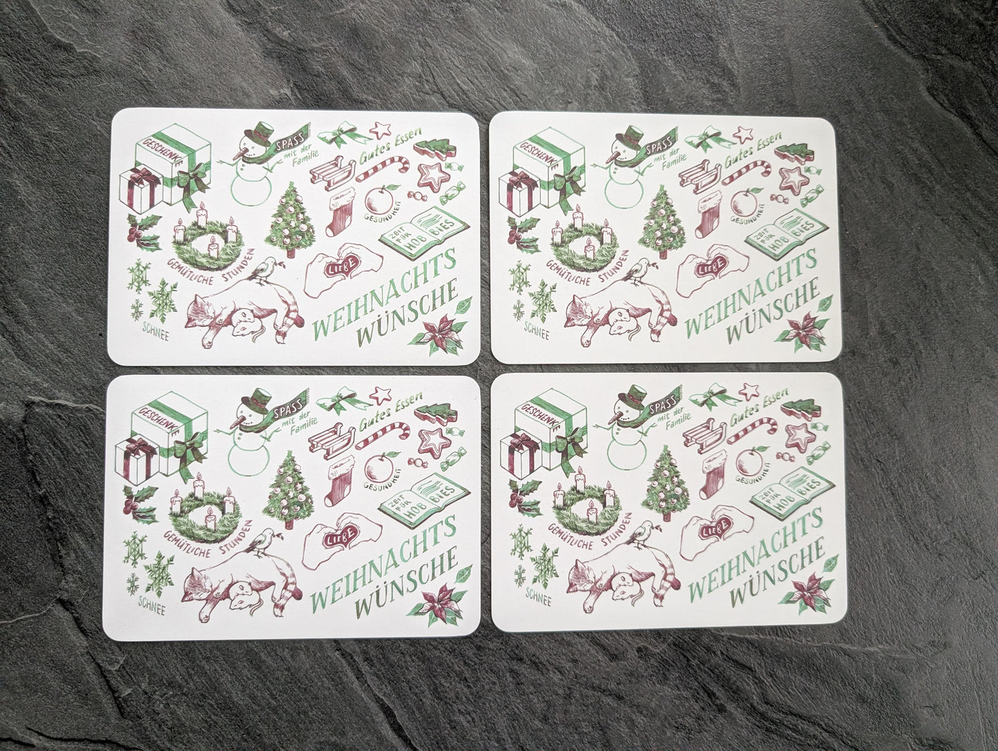 "Weihnachtswünsche" Postkarte 2025, Recyclingpapier DIN A6, abgerundete Ecken