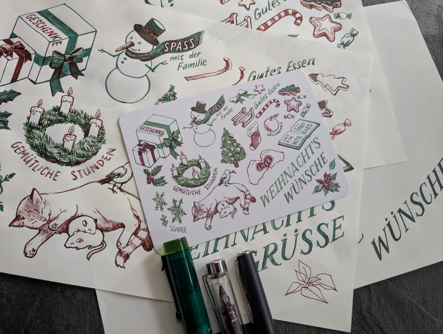 "Weihnachtswünsche" Postkarte 2025, Recyclingpapier DIN A6, abgerundete Ecken