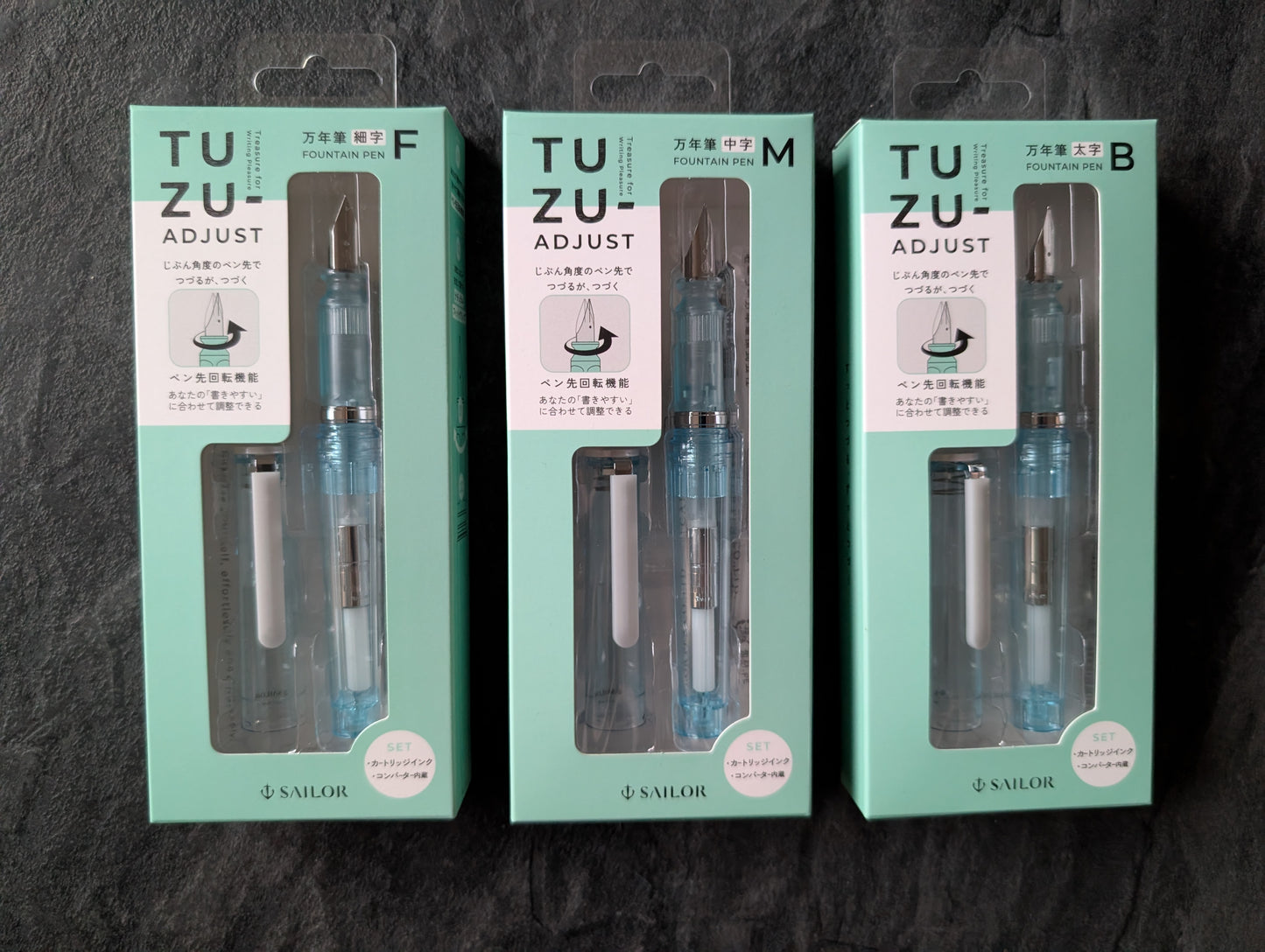 Sailor TUZU ADJUST Glassy Füllhalter, Farbe: Crystal Sky (Limited Edition), himmelblau transparent, 3 Federstärken