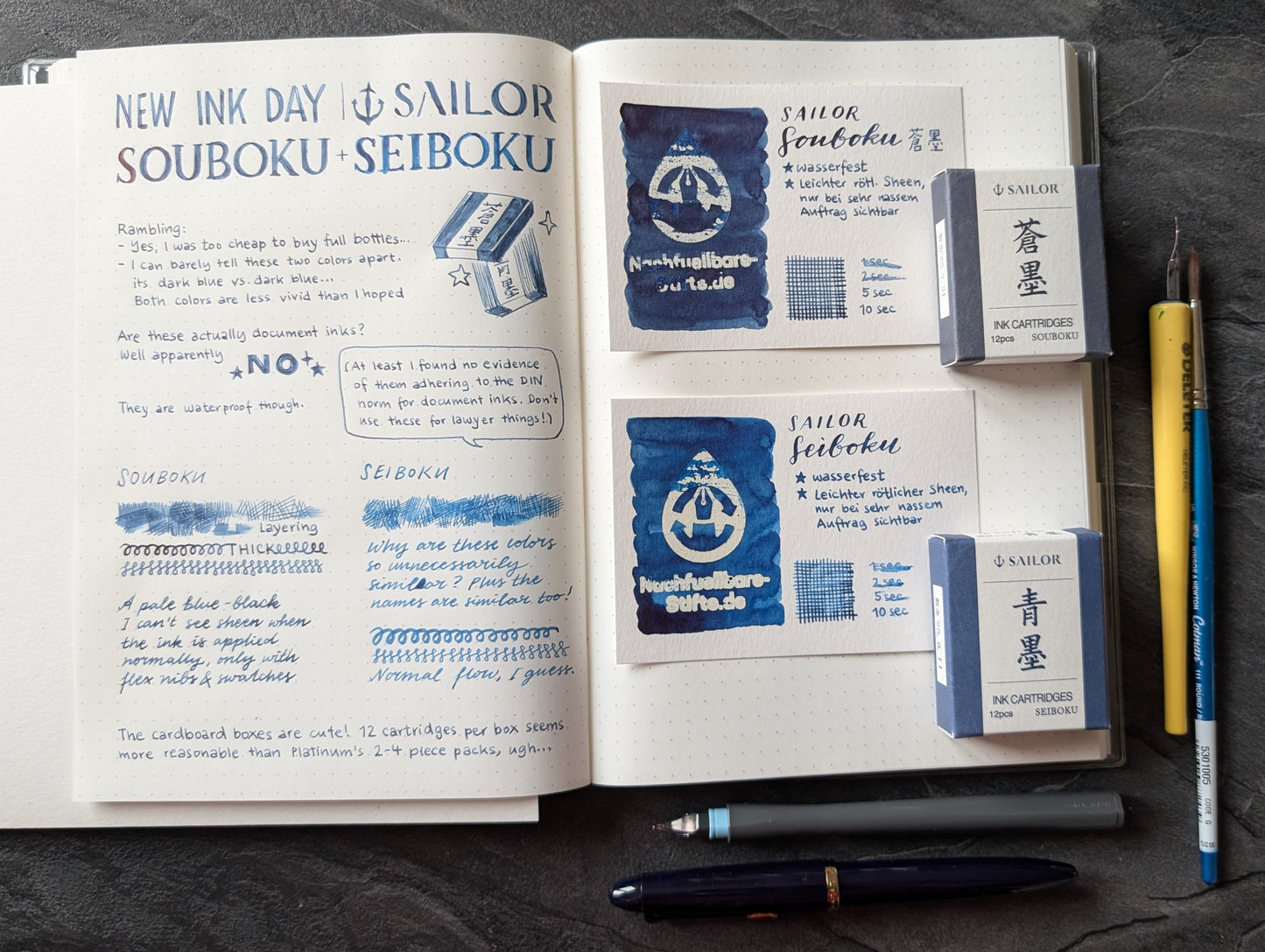 Sailor Patronen mit pigmentierter Füllhaltertinte, 12er Packung