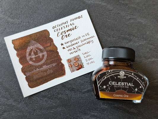 Octopus Fluids Celestial: Cosmic Ore, 30ml Glas, braune Glitzertinte für Füllhalter