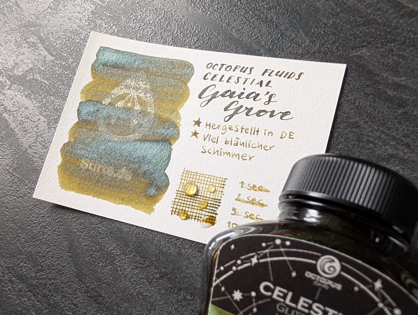 Octopus Fluids Celestial: Gaia's Grove, 30ml Glas, grüne Glitzertinte für Füllhalter
