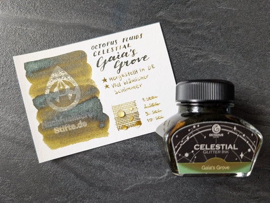 Octopus Fluids Celestial: Gaia's Grove, 30ml Glas, grüne Glitzertinte für Füllhalter
