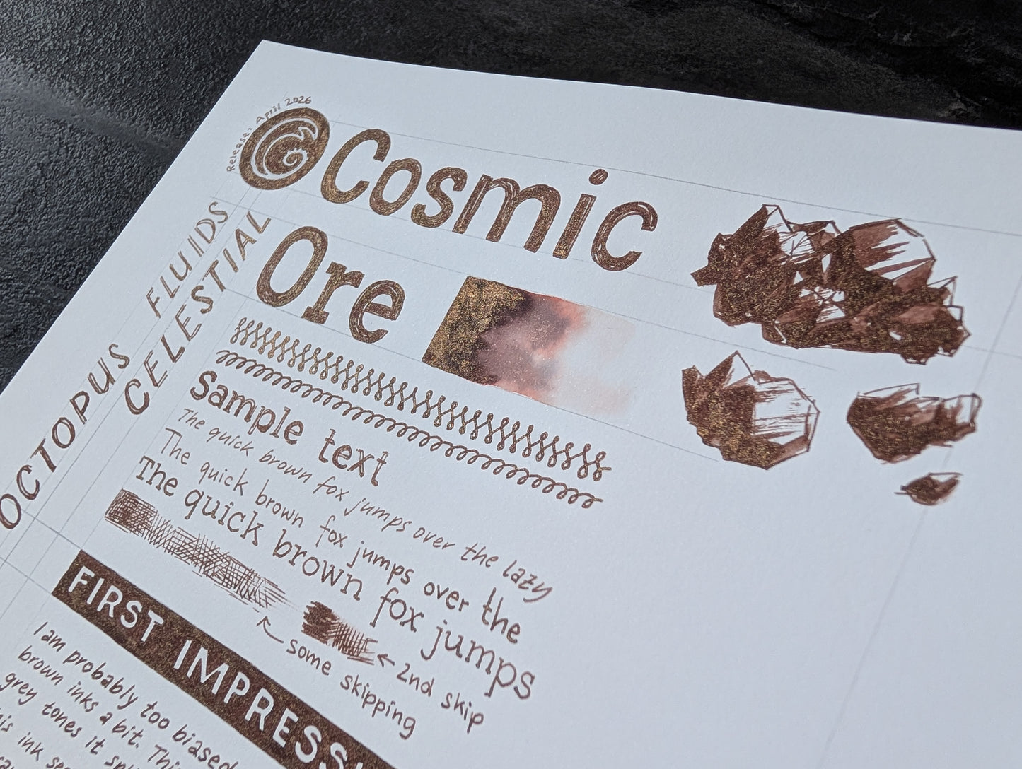 Octopus Fluids Celestial: Cosmic Ore, 30ml Glas, braune Glitzertinte für Füllhalter