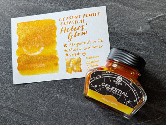 Octopus Fluids Celestial: Helios' Glow, 30ml Glas, goldfarbene Glitzertinte für Füllhalter