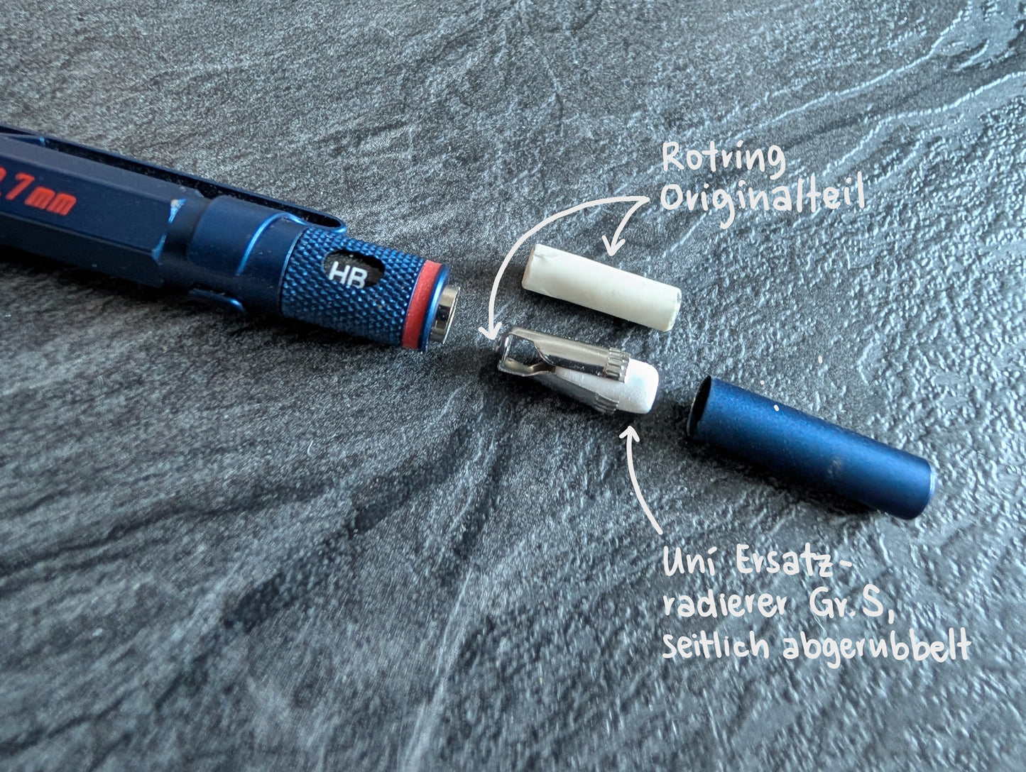 Uni Ersatzradiergummis Größe "S" für Druckbleistifte, 5er Set