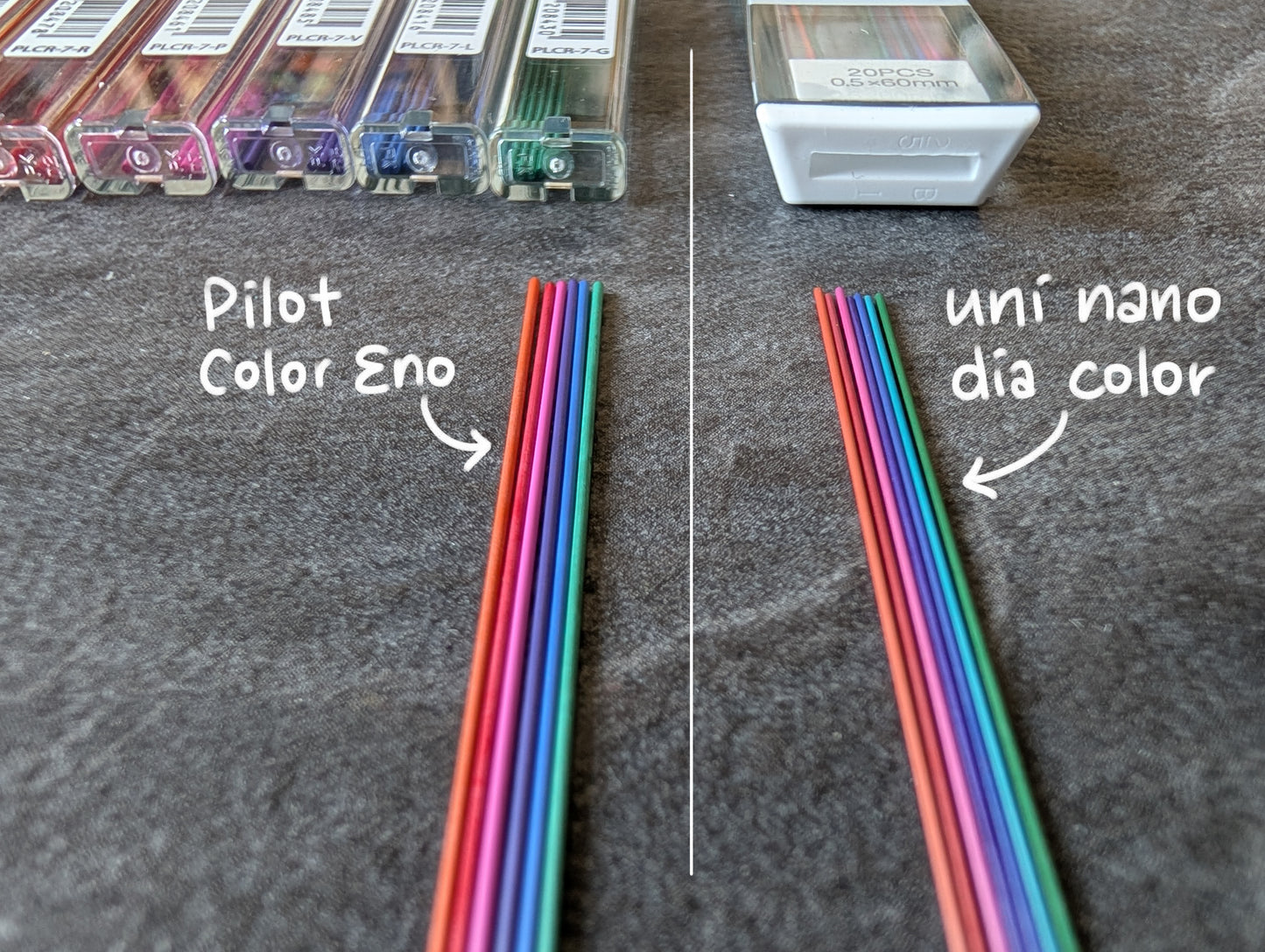 Pilot Color Eno 0.7mm, farbige Feinminen für Druckbleistifte, je 6 Stk.