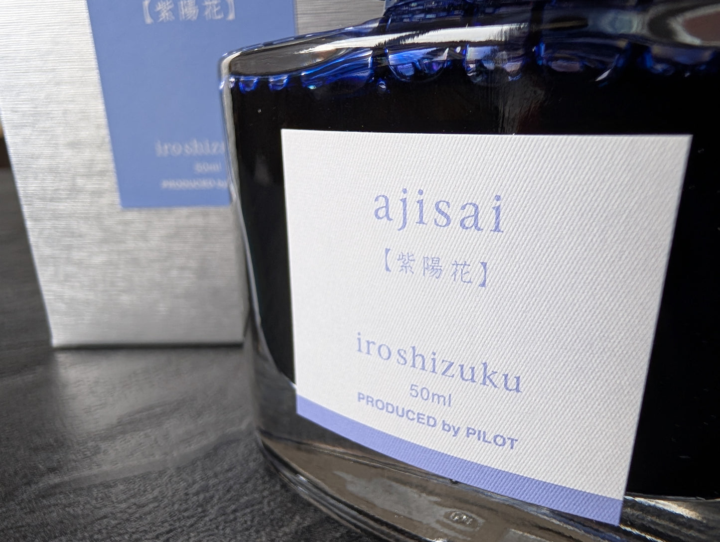 Pilot iroshizuku: Ajisai ("Himmelsfarbe", hellblau), Glasflacon