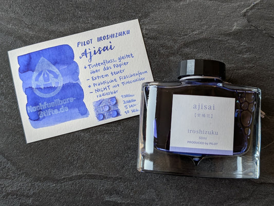 Pilot iroshizuku: Ajisai ("Himmelsfarbe", hellblau), Glasflacon