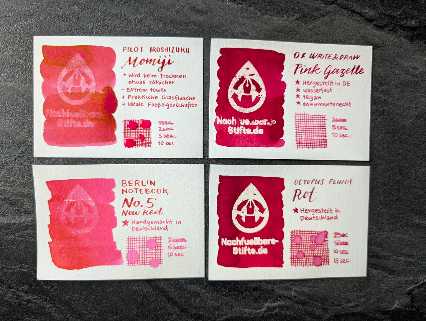 Pilot iroshizuku: Momiji ("Herbstblätter", rot), Glasflacon