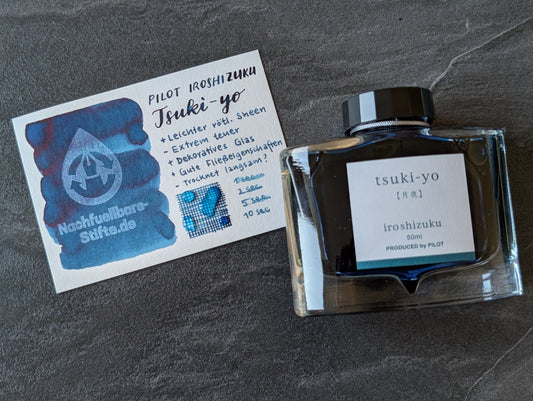 Pilot iroshizuku: Tsuki-yo ("Mondnacht", dunkelblau), Füllhaltertinte im Glasflacon