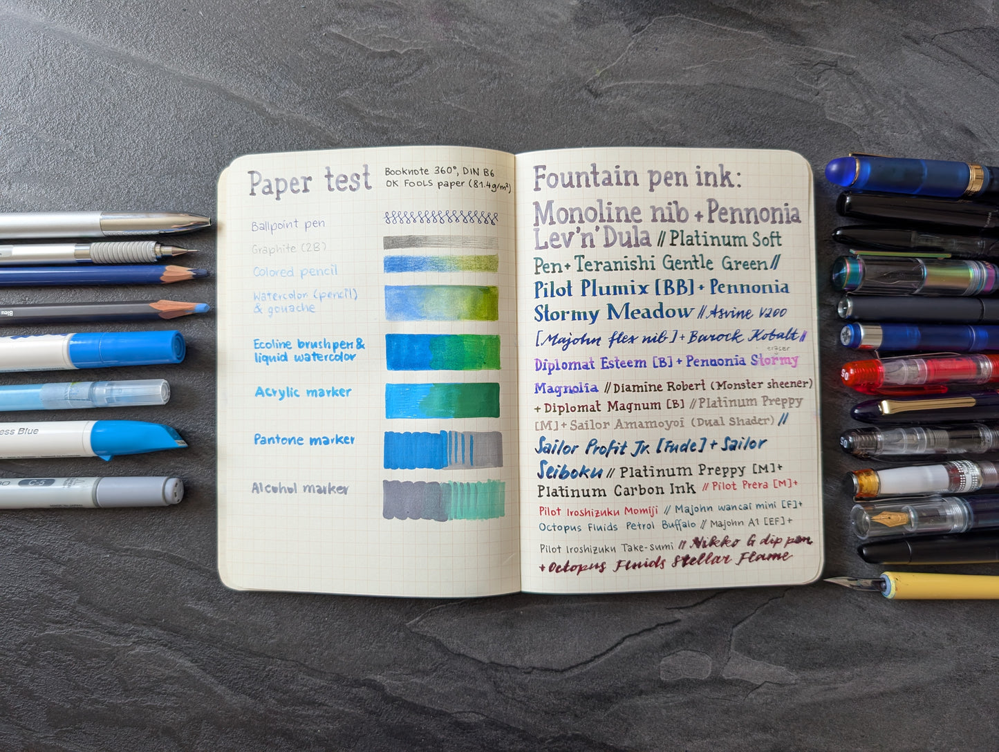 Booknote 360° Notizbuch DIN B6, mit "OK Fools" Papier, 190 Seiten, von Watanabe Bookbinding
