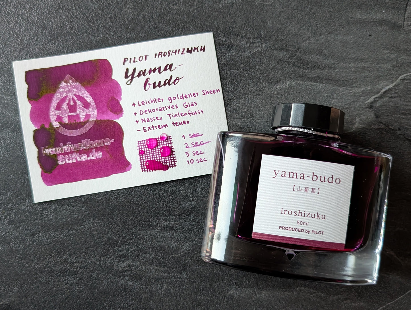 Pilot iroshizuku: Yama-budo ("Berg-Trauben", violett), Füllhaltertinte im Glasflacon